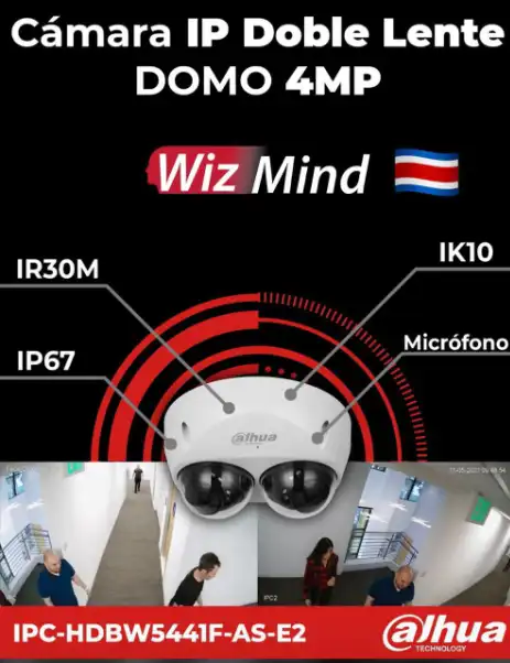 Cámara Domo IP Dahua WizMind 4MP - Doble Lente con IR30M, IK10 e IP67 para Seguridad Avanzada